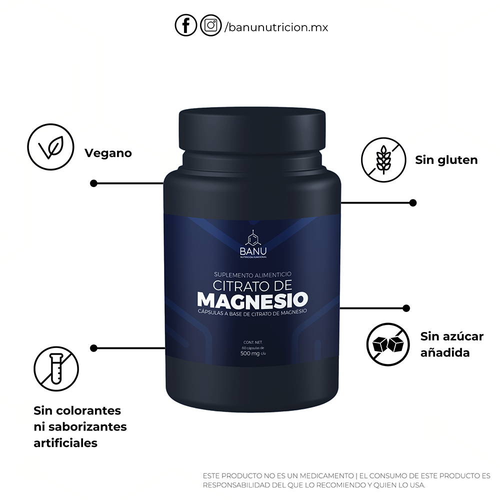 Combo 2 Citrato de Magnesio Banu • 120 cápsulas en Total • 500 mg por Porción