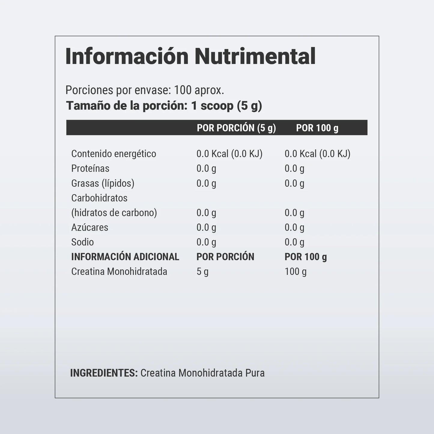 Creatina Monohidratada • 500 gr • 100 Servicios • nutriADN