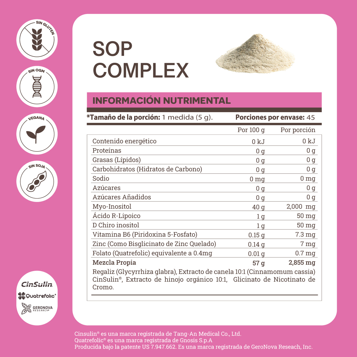 SOP Complex • Myo-Inositol • D Chiro • Ácido R-Lipoico • Cinsulin