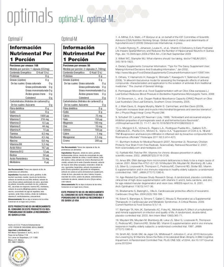 Optimiix V • Optimiix M • Nutrifii • Vitaminas y Minerales