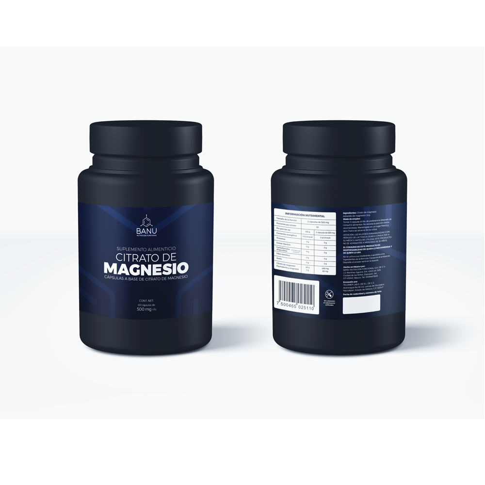 Citrato de Magnesio Vegano • 60 Cápsulas 500 MG