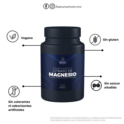 Combo 2 Citrato de Magnesio Banu • 120 cápsulas en Total • 500 mg por Porción