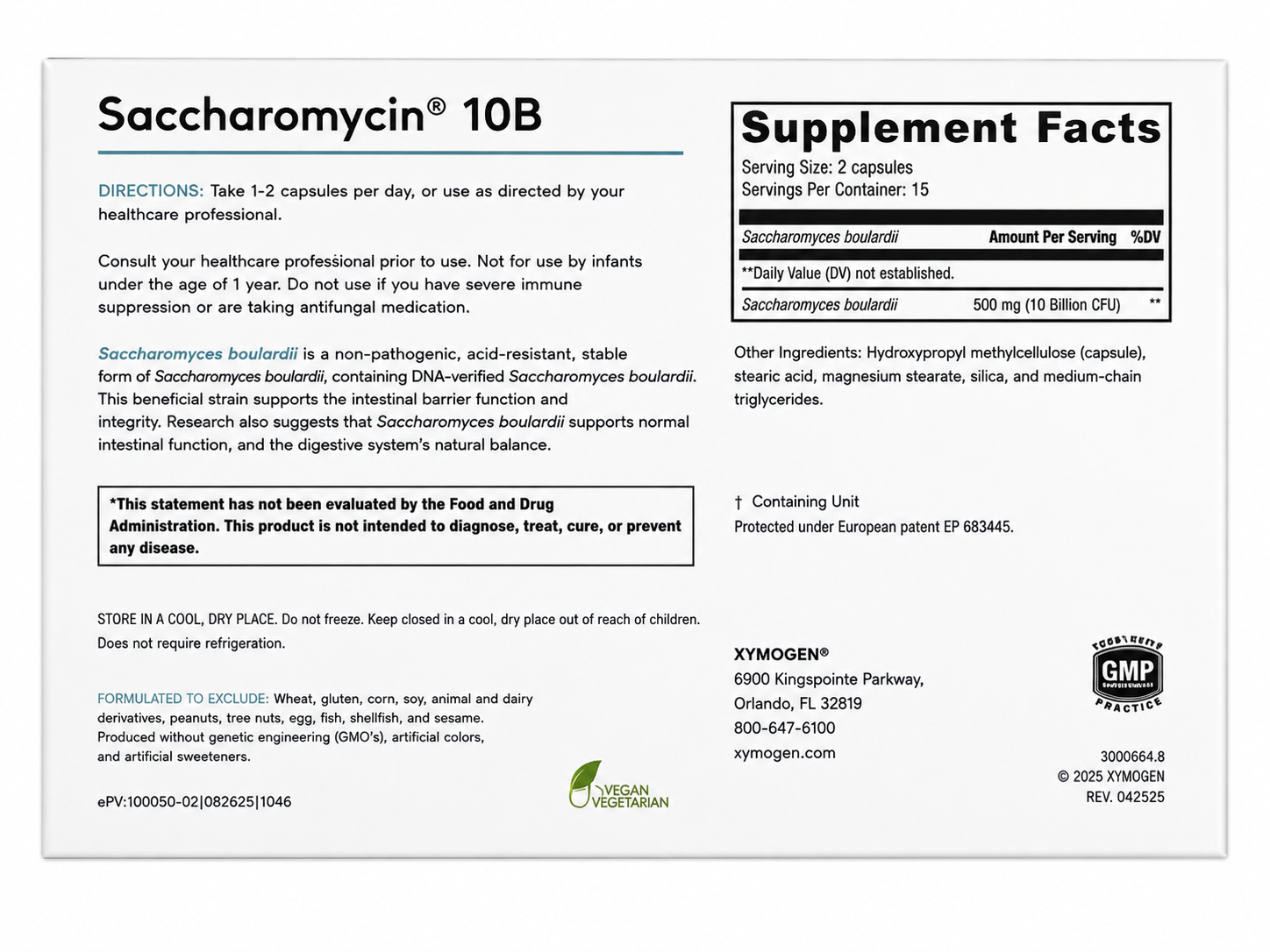 Saccharomyicin 10B - 60 Cápsulas - foto 2