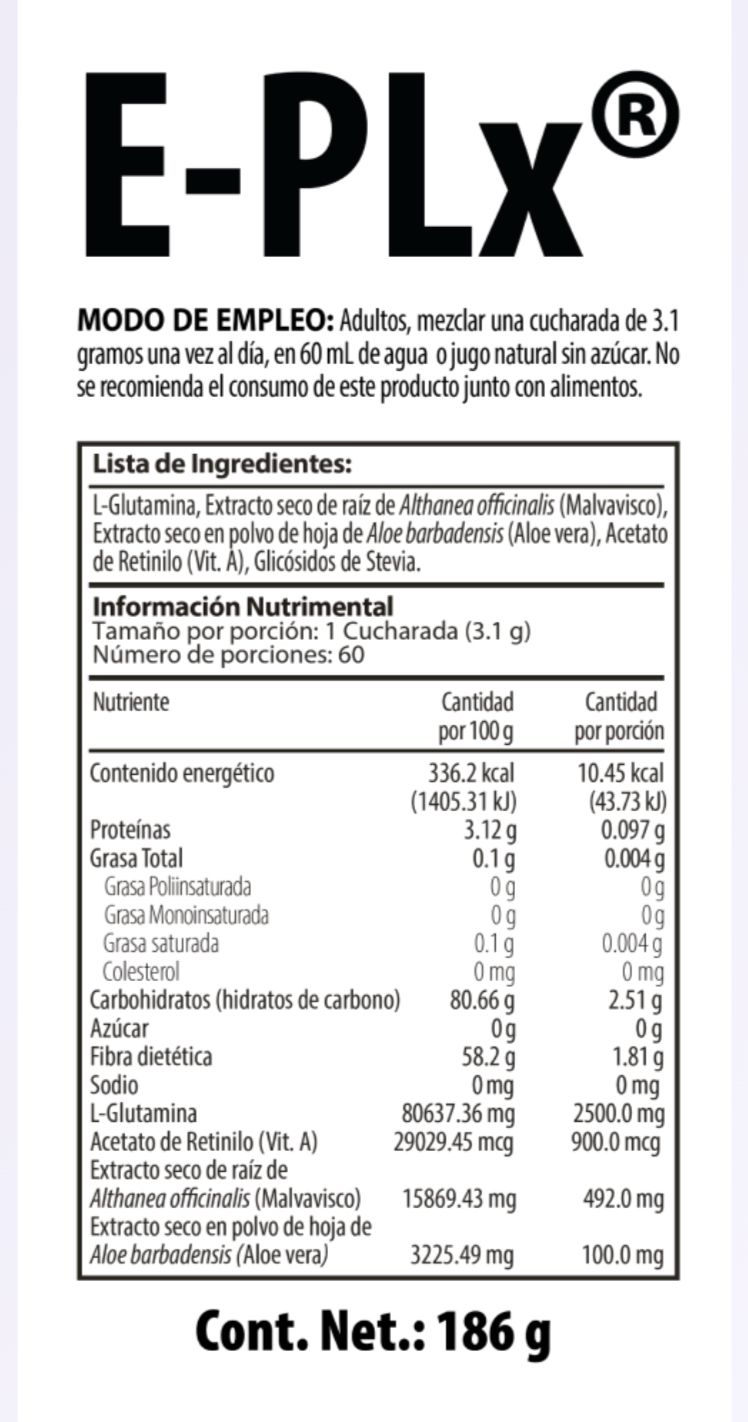 E-PLx - Glutamina - Aloe Vera - Vitamina A - Nutrabiotics
