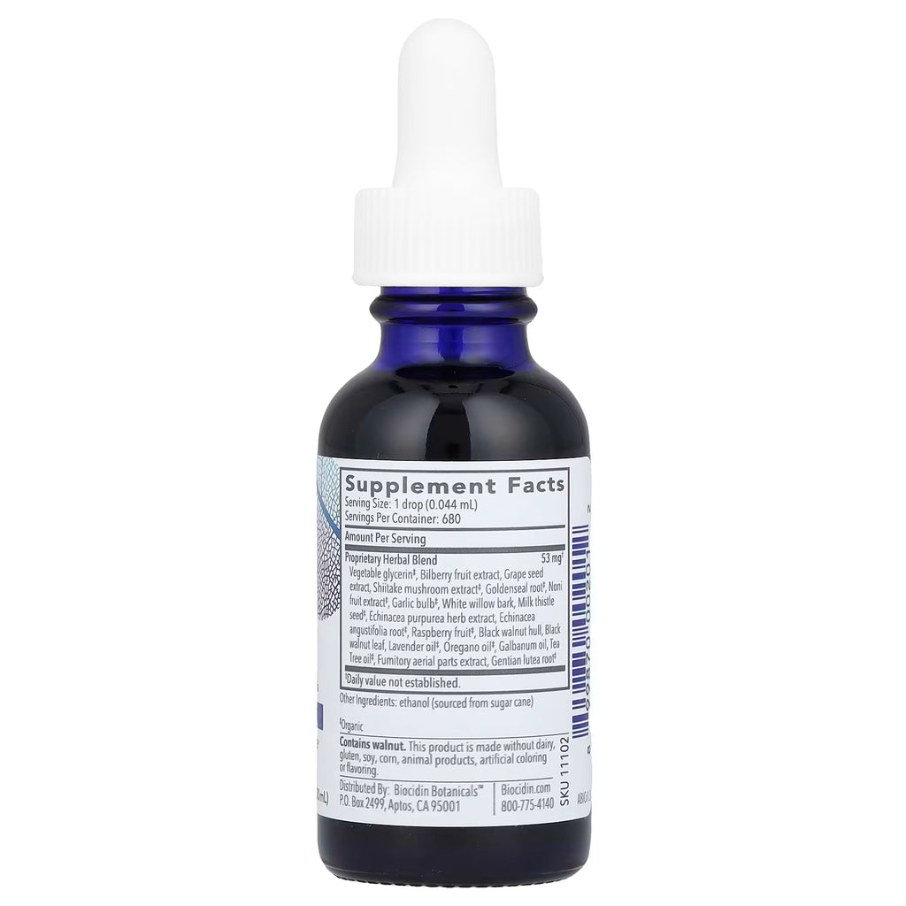 Biocidin® Broad Spectrum tabla nutrimental e ingredientes