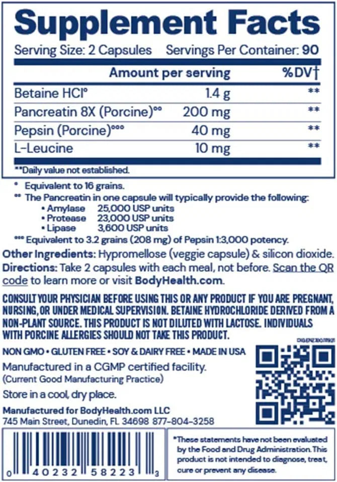 Enzimas Digestivas - BodyHealth - Full Spectrum - 180 Cápsulas
