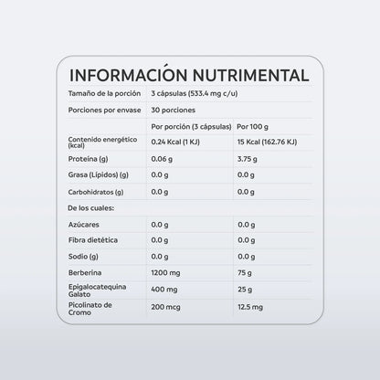 Metabolic Support • Berberina • 60 Cásulas • nutriADN