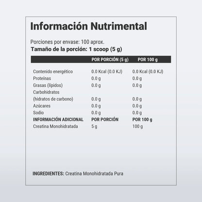 Creatina Monohidratada  • 500 gr • 100 Servicios  • nutriADN