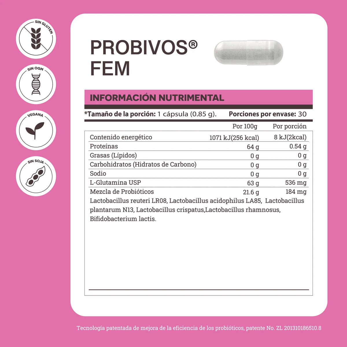 Probivos Fem Probióticos con Glutamina para Mujer - foto 2