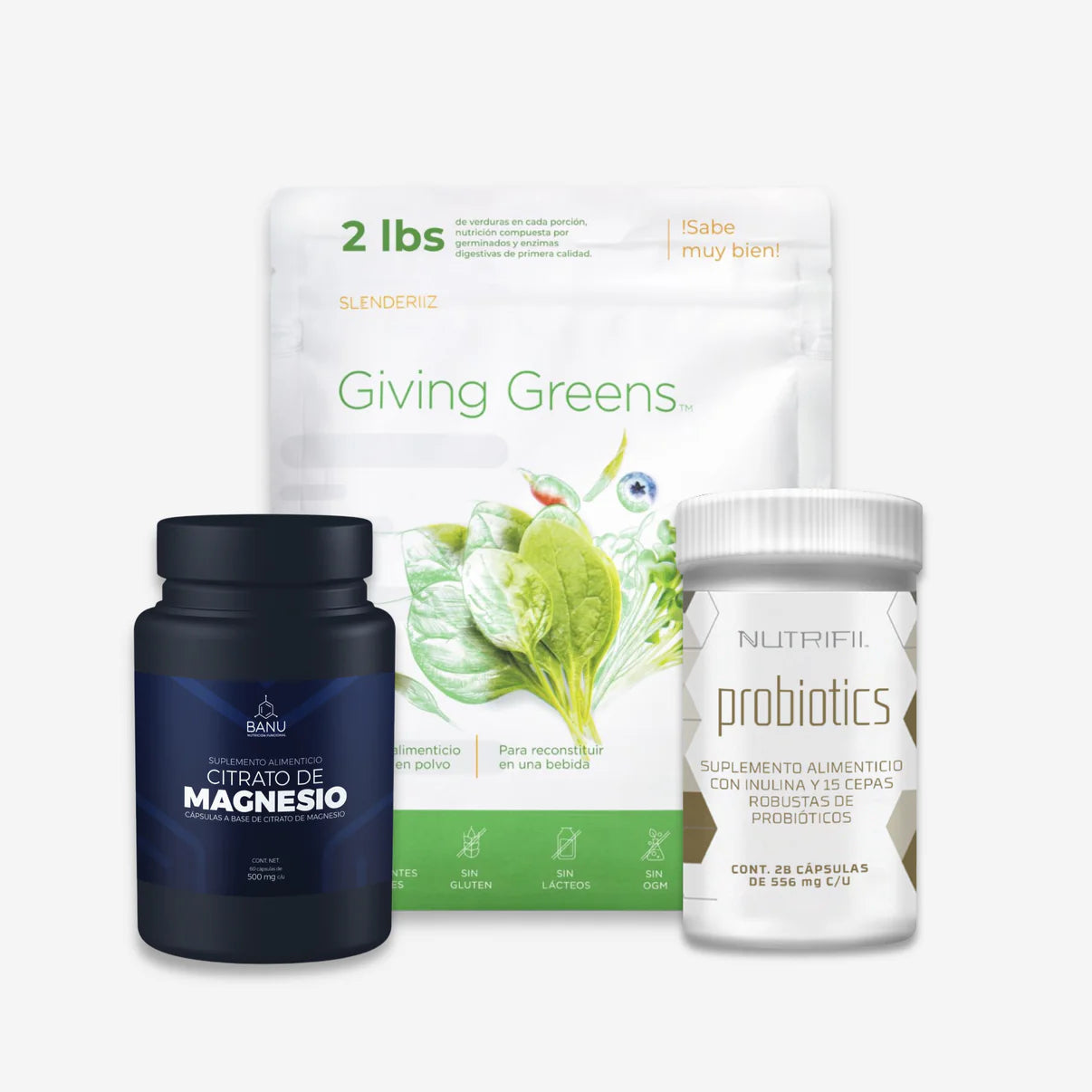 Combo Salud Intestinal Greens, Magnesio y Probióticos